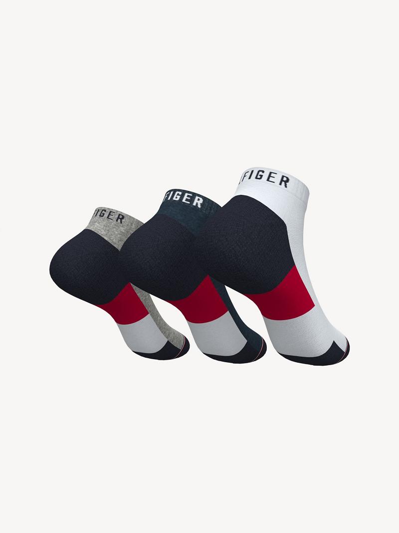 Férfi Tommy Hilfiger Ankle 3PK Zokni Szürke | HU 1524HAP